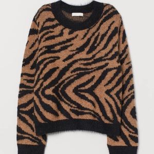 H&M Jacquard Knit Tiger Print Sweater! Size L!